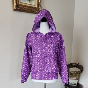 Columbia Girls LightweightSpring Jacket 14/16 L Purple Dots Hooded